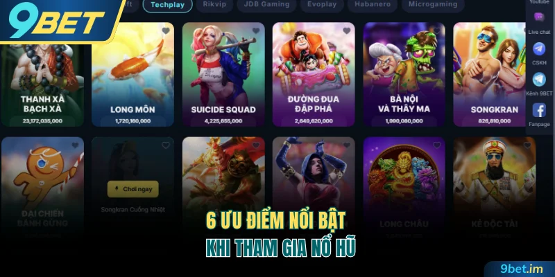 6 ưu điểm nổi bật khi tham gia nổ hũ 