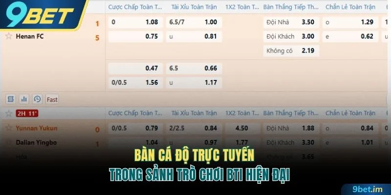 Bàn cá độ trong sảnh trò chơi BTi hiện đại