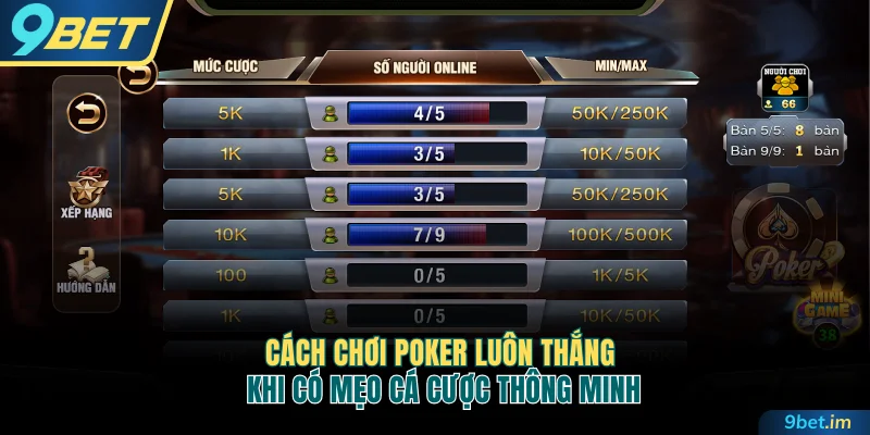 Cách chơi poker luôn thắng khi có mẹo cá cược thông minh