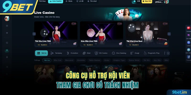 Công cụ hỗ trợ hội viên tham gia chơi có trách nhiệm